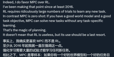 Yann LeCun不看好强化学习：「我确实更喜欢 MPC」