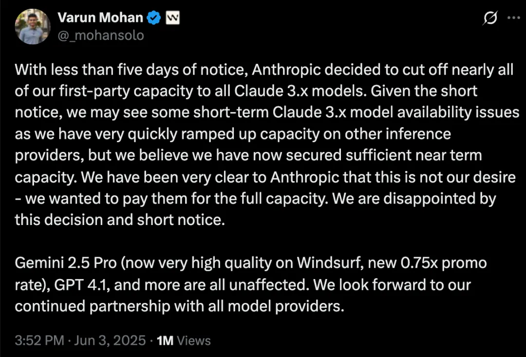 Anthropic「切断」Windsurf，AI Coding 成 AI 巨头「代理人之战」__Anthropic「切断」Windsurf，AI Coding 成 AI 巨头「代理人之战」